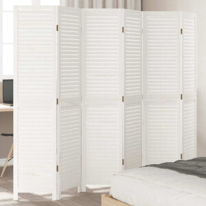 vidaXL Kamerscherm met 6 panelen massief paulowniahout wit