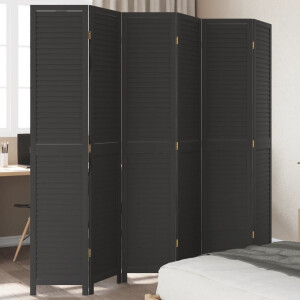 vidaXL Kamerscherm met 6 panelen massief paulowniahout zwart