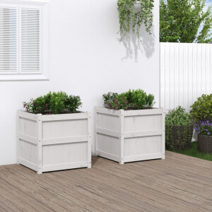 vidaXL Plantenbakken 2 st cm massief grenenhout wit