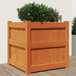 vidaXL Plantenbak 50x50x50 cm massief grenenhout wasbruin