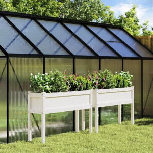 vidaXL Plantenbakken met poten 2 st massief grenenhout wit