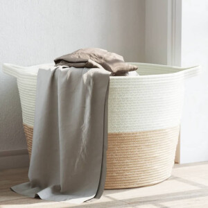 vidaXL Wasmand Ø 60x36 cm katoen beige en wit
