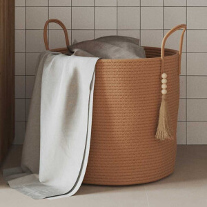 vidaXL Opbergmand Ø 40x35 cm katoen bruin