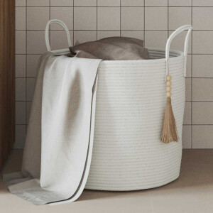 vidaXL Opbergmand Ø 40x35 cm katoen wit