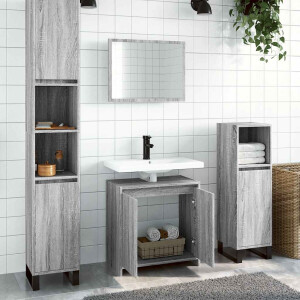 vidaXL 2-delige Badkamermeubelset bewerkt hout grijs sonoma eikenkleur