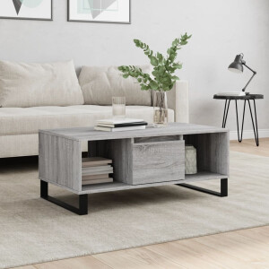 vidaXL Salontafel 90x50x36,5 cm bewerkt hout grijs sonoma