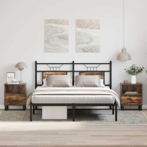 vidaXL Nachtkastjes 2 st 40x35x50 cm bewerkt hout gerookt eikenkleurig