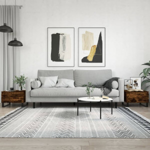 vidaXL Salontafels 2 st 50x46x35 cm bewerkt hout gerookt eikenkleurig