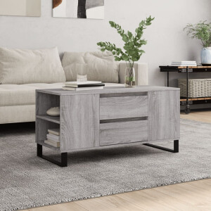 vidaXL Salontafel 102x44,5x50 cm bewerkt hout grijs sonoma eikenkleur
