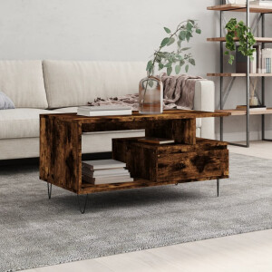 vidaXL Salontafel 90x49x45 cm bewerkt hout gerookt eikenkleurig