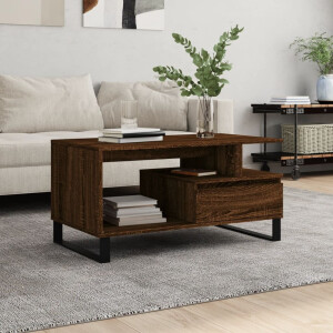 vidaXL Salontafel 90x49x45 cm bewerkt hout bruineiken