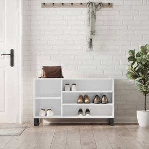 vidaXL Schoenenkast 102x36x60 cm bewerkt hout hoogglans wit