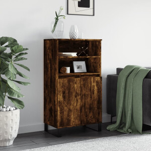 vidaXL Hoge kast 60x36x110 cm bewerkt hout gerookt eikenkleurig