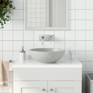 vidaXL Opzetwasbak rond Φ41x14 cm keramiek grijs