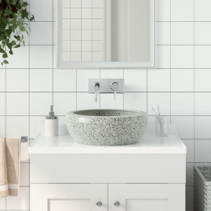 vidaXL Opzetwasbak rond Φ41x14 cm keramiek grijs