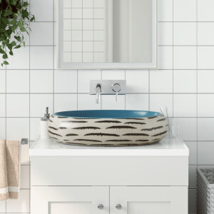 vidaXL Opzetwasbak ovaal 59x40x15 cm keramiek meerkleurig