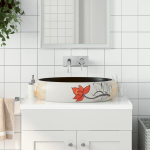 vidaXL Opzetwasbak ovaal 59x40x15 cm keramiek meerkleurig