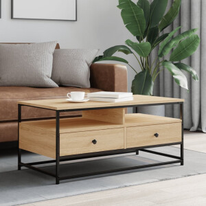 vidaXL Salontafel 100x51x45 cm bewerkt hout sonoma eikenkleurig