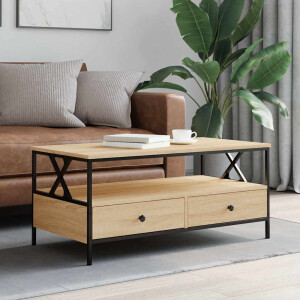 vidaXL Salontafel 100x51x45 cm bewerkt hout sonoma eikenkleurig