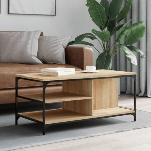 vidaXL Salontafel 100x50x45 cm bewerkt hout sonoma eikenkleurig