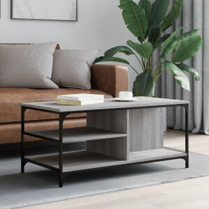 vidaXL Salontafel 100x50x45 cm bewerkt hout grijs sonoma