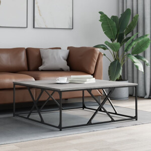 vidaXL Salontafel 100x100x40 cm bewerkt hout grijs sonoma eikenkleurig