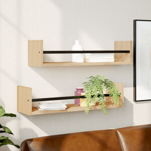 vidaXL Wandschappen met stangen 2 st 60x16x14 cm sonoma eikenkleurig