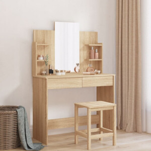 vidaXL Kaptafel met spiegel 96x39x142 cm sonoma eikenkleurig