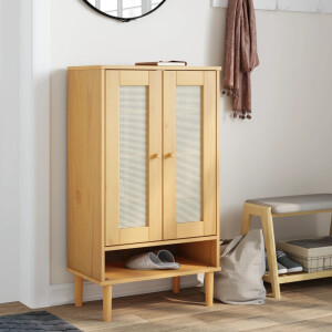 vidaXL Schoenenkast SENJA 59,5x35x107 cm rattan look grenenhout bruin