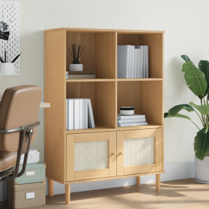 vidaXL Boekenkast SENJA rattan-look 90x35x130 cm grenenhout bruin