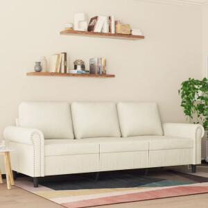 vidaXL Driezitsbank 180 cm fluweel crèmekleurig