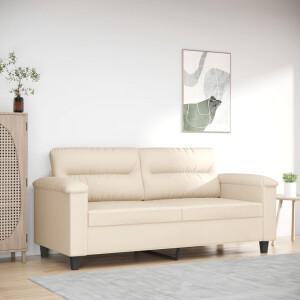 vidaXL Tweezitsbank 140 cm microvezelstof beige