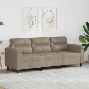 vidaXL Driezitsbank 180 cm microvezelstof taupe