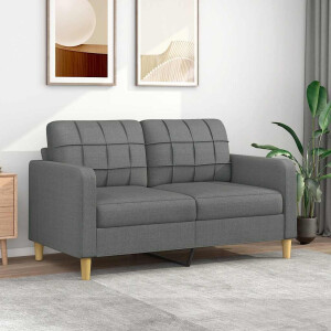 vidaXL Tweezitsbank 140 cm stof donkergrijs