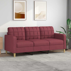 vidaXL Driezitsbank 180 cm stof wijnrood