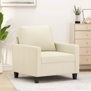 vidaXL Fauteuil 60 cm kunstleer crèmekleurig