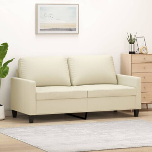 vidaXL Tweezitsbank 140 cm kunstleer crèmekleurig