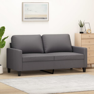 vidaXL Tweezitsbank 140 cm kunstleer grijs