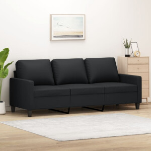 vidaXL Driezitsbank 180 cm kunstleer zwart