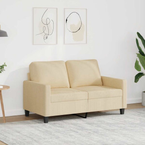 vidaXL Tweezitsbank 120 cm stof crèmekleurig
