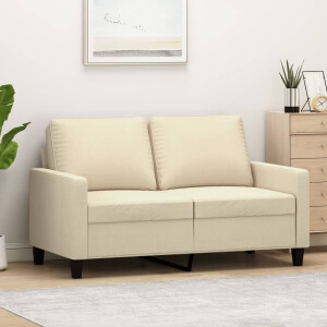 vidaXL Tweezitsbank 120 cm stof crèmekleurig