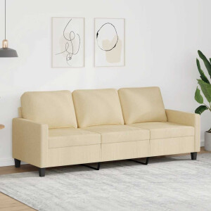 vidaXL Driezitsbank 180 cm stof crèmekleurig