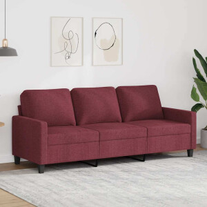 vidaXL Driezitsbank 180 cm stof wijnrood