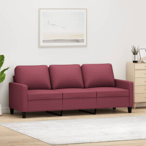 vidaXL Driezitsbank 180 cm stof wijnrood