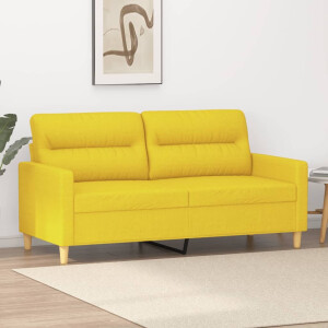vidaXL Tweezitsbank 140 cm stof lichtgeel