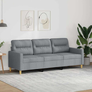 vidaXL Driezitsbank 180 cm stof lichtgrijs