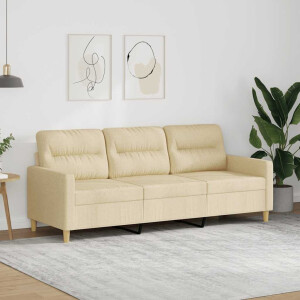 vidaXL Driezitsbank 180 cm stof crèmekleurig