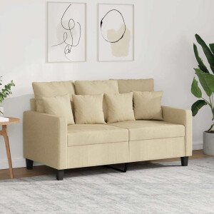 vidaXL Tweezitsbank 120 cm stof crèmekleurig