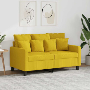 vidaXL Tweezitsbank 120 cm stof lichtgeel