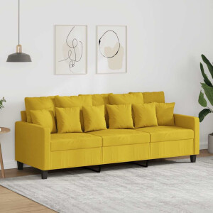 vidaXL Driezitsbank 180 cm stof lichtgeel